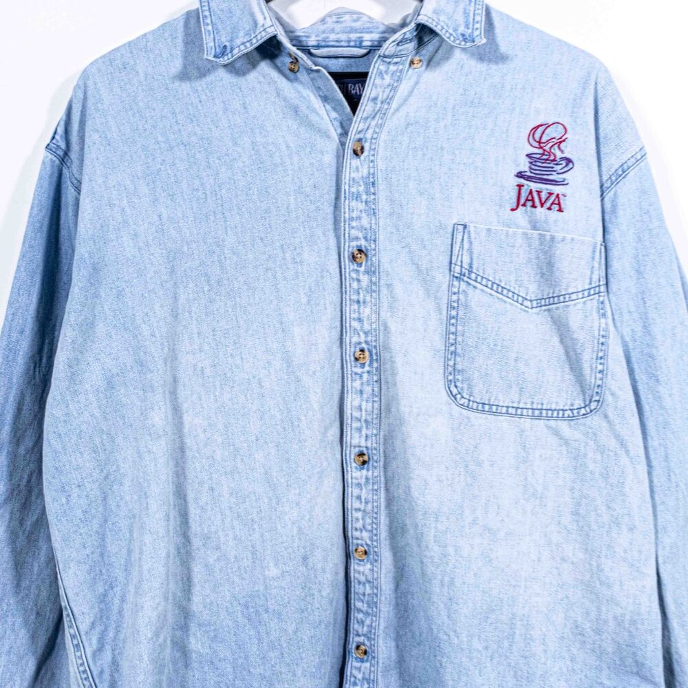 Vtg 90s Java Software Sun Microsystems Denim Shir… - image 3